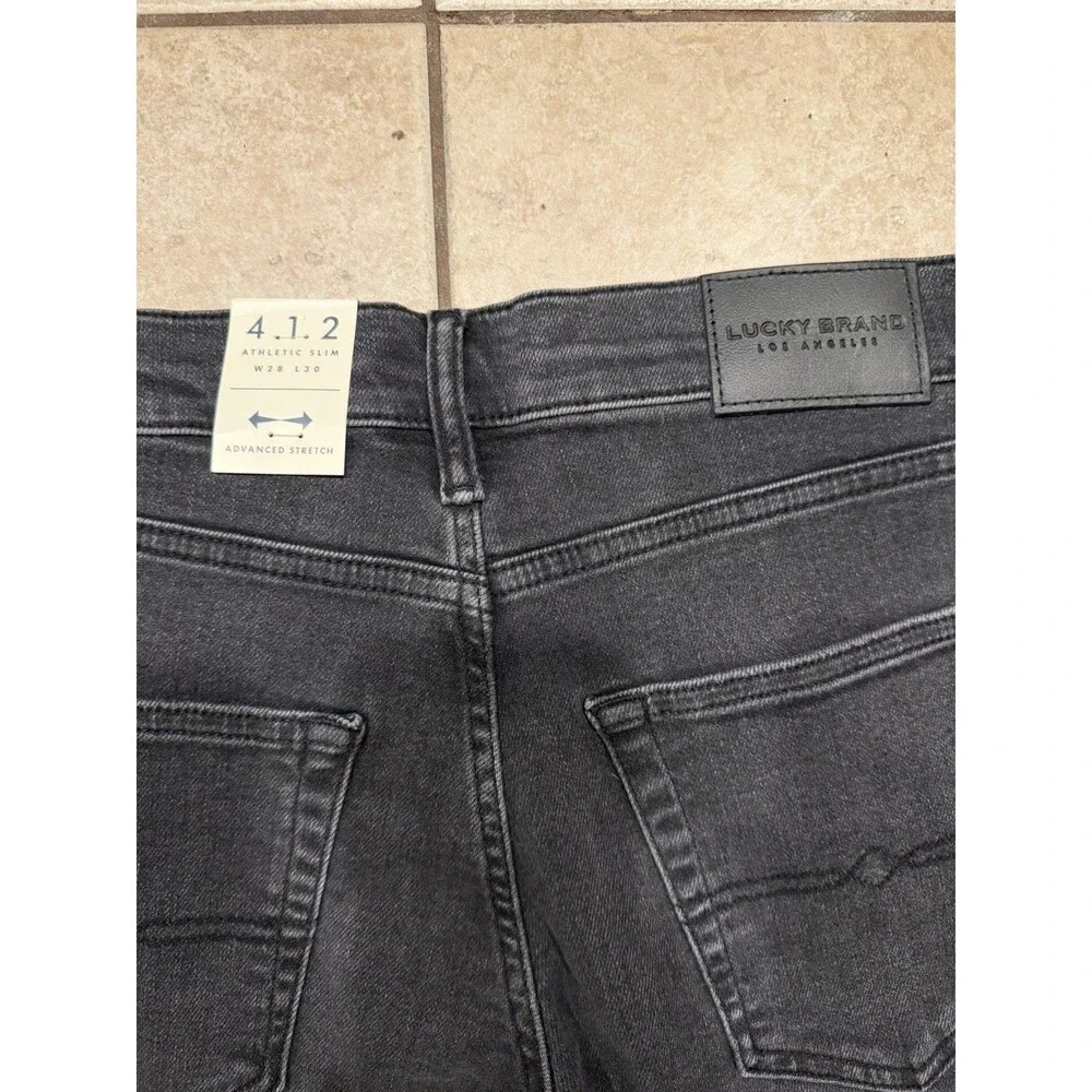 Lucky Brand Jeans Mens 28x30 Black Fade 412 Athletic Slim Straight Stretch NEW